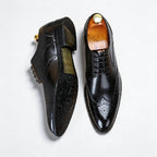 Men's Brogue Shoes: Genuine Leather Wingtip Business Dress Shoes
