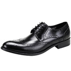Men's Brogue Shoes: Genuine Leather Wingtip Business Dress Shoes