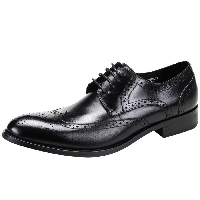 Men's Brogue Shoes: Genuine Leather Wingtip Business Dress Shoes