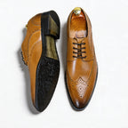 Men's Brogue Shoes: Genuine Leather Wingtip Business Dress Shoes