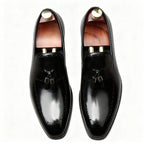 Men's Brogue Tassel Loafers: Stylish Pointed Toe Wedding Dress Shoesyes