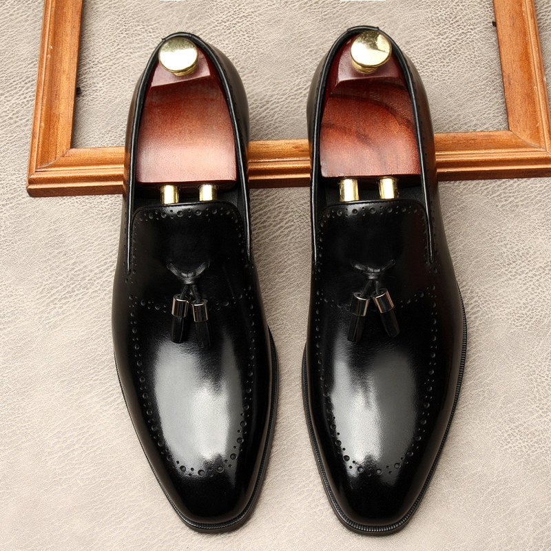 Men's Brogue Tassel Loafers: Stylish Pointed Toe Wedding Dress Shoesyes