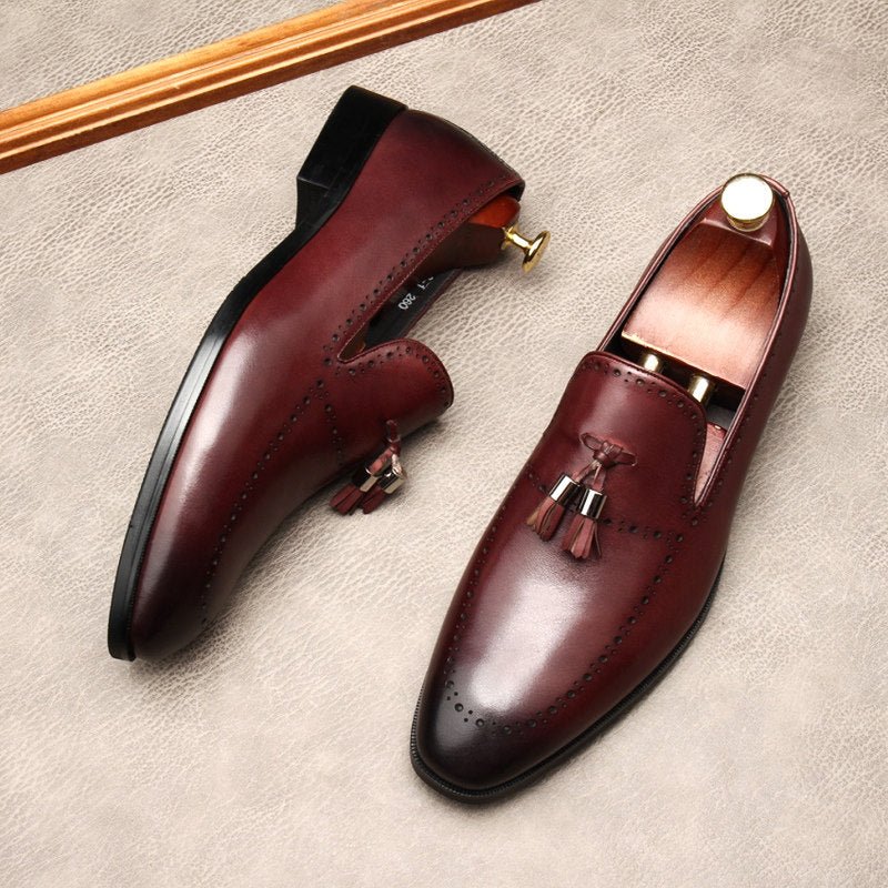 Men's Brogue Tassel Loafers: Stylish Pointed Toe Wedding Dress Shoesyes
