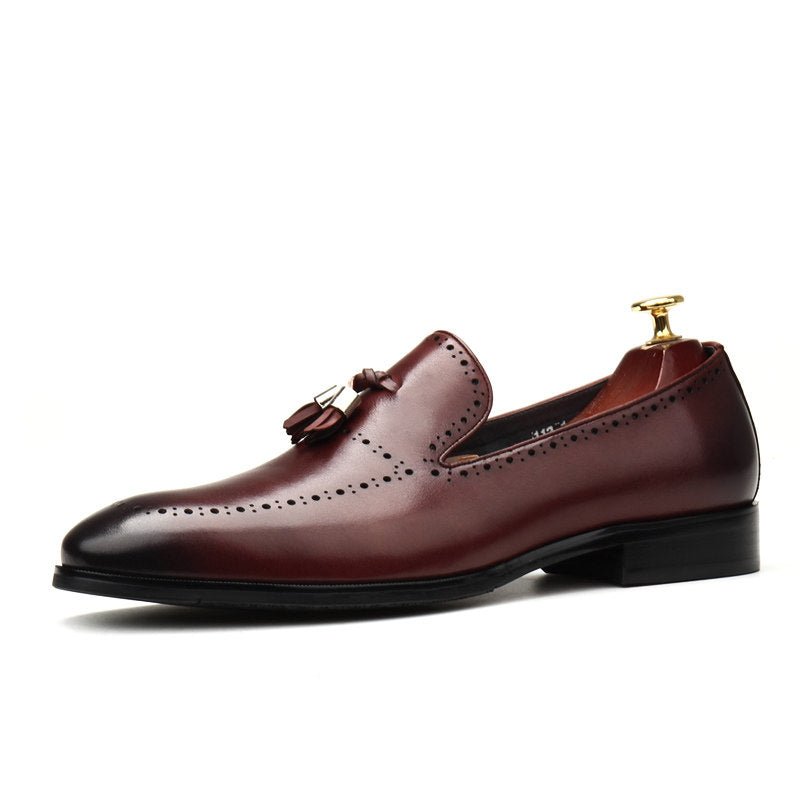 Men's Brogue Tassel Loafers: Stylish Pointed Toe Wedding Dress Shoesyes