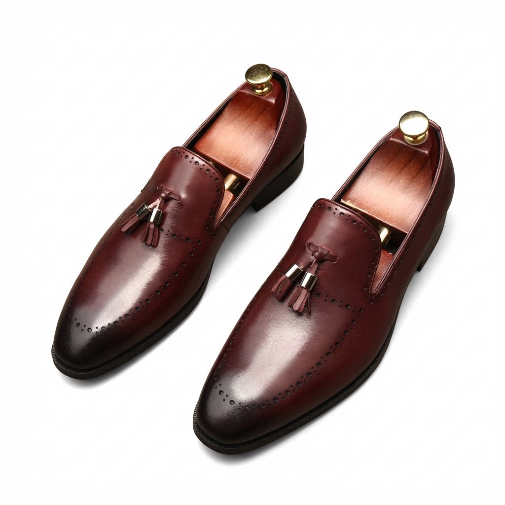 Men's Brogue Tassel Loafers: Stylish Pointed Toe Wedding Dress Shoesyes