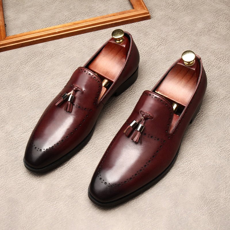 Men's Brogue Tassel Loafers: Stylish Pointed Toe Wedding Dress Shoesyes