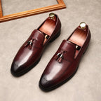 Men's Brogue Tassel Loafers: Stylish Pointed Toe Wedding Dress Shoesyes