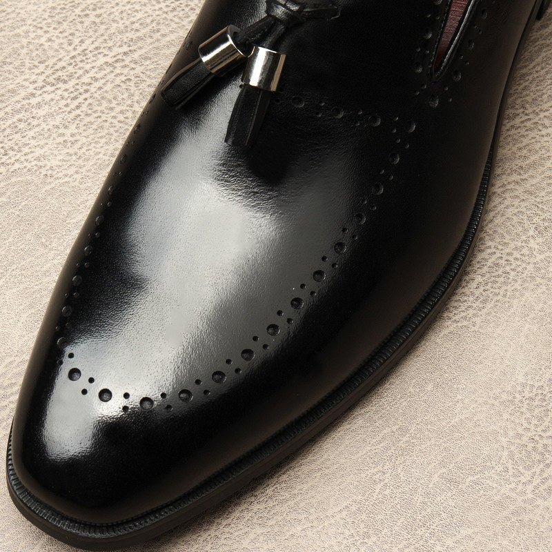 Men's Brogue Tassel Loafers: Stylish Pointed Toe Wedding Dress Shoesyes