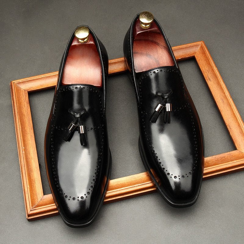 Men's Brogue Tassel Loafers: Stylish Pointed Toe Wedding Dress Shoesyes