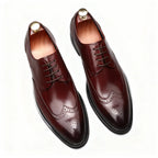 Men's Burgundy Brogue Derby Dress Shoes: Formal Business Galayes