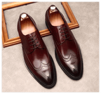 Men's Burgundy Brogue Derby Dress Shoes: Formal Business Galayes