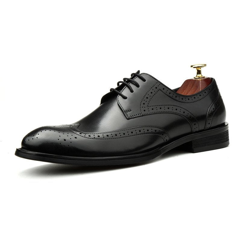 Men's Burgundy Brogue Derby Dress Shoes: Formal Business Galayes