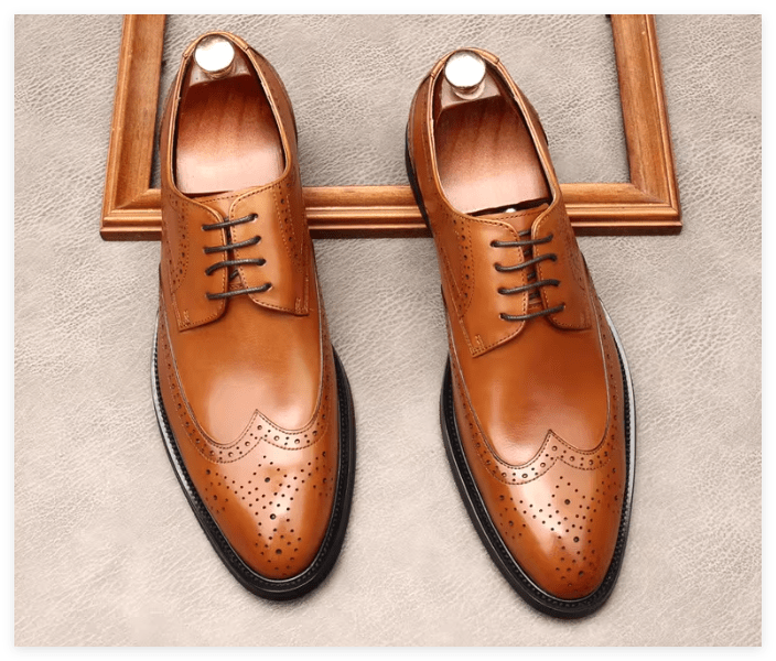 Men's Burgundy Brogue Derby Dress Shoes: Formal Business Galayes