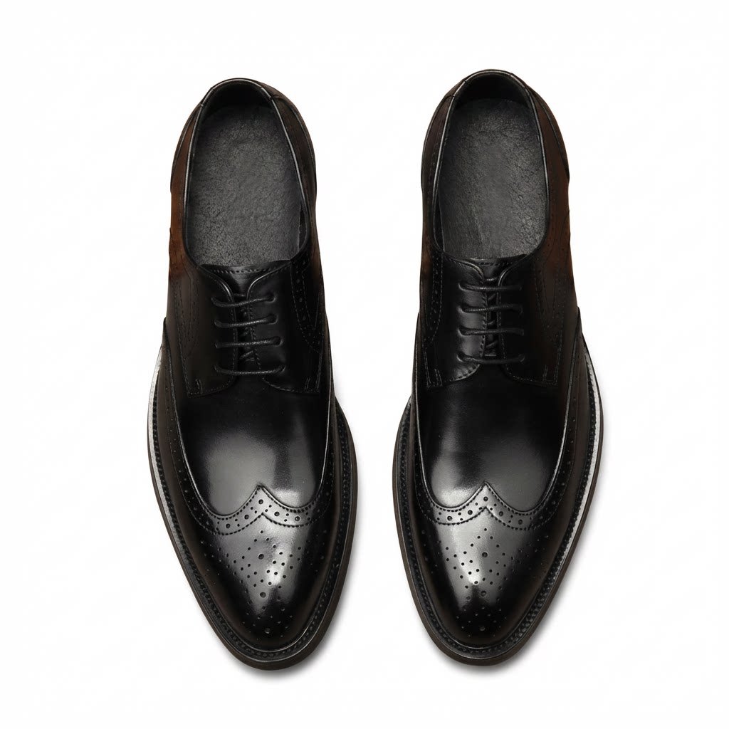 Men's Burgundy Brogue Derby Dress Shoes: Formal Business Galayes