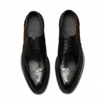 Men's Burgundy Brogue Derby Dress Shoes: Formal Business Galayes
