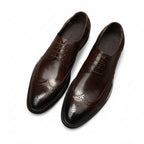 Men's Burgundy Brogue Derby Dress Shoes: Formal Business Galayes