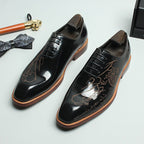 Men's Calligraphy Script Oxfords: Majestic Fashion Wedding Dress Shoesyes