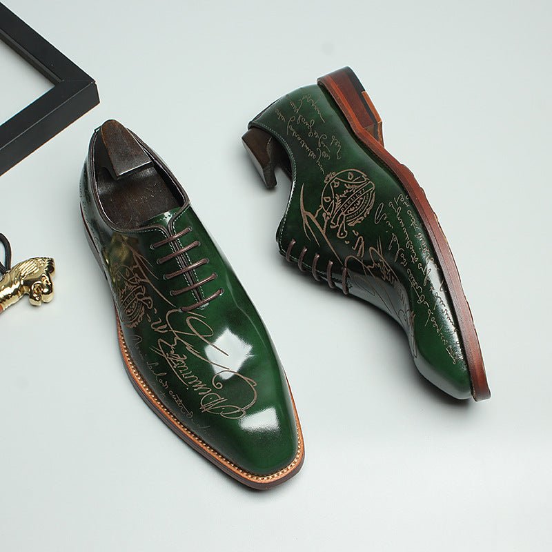 Men's Calligraphy Script Oxfords: Majestic Fashion Wedding Dress Shoesyes