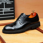 Men's Cap Toe Brogue Derbies: Genuine Leather Formal Dress Shoes