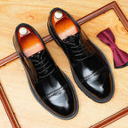 Men's Cap Toe Brogue Derbies: Genuine Leather Formal Dress Shoes