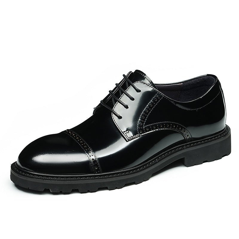 Men's Cap Toe Brogue Derbies: Genuine Leather Formal Dress Shoes