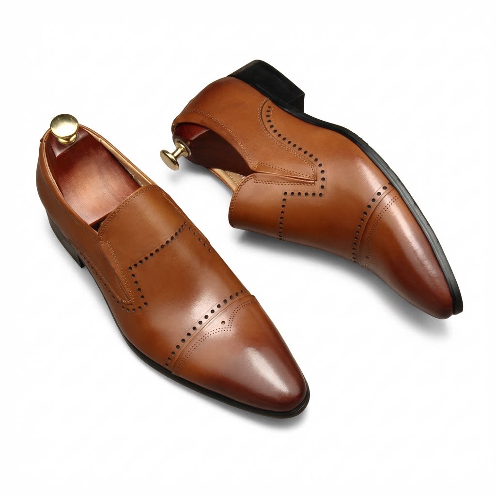 Men's Cap - toe Brogue Loafers: Stylish Pointed Toe Wedding Dress Shoesyes