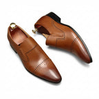 Men's Cap - toe Brogue Loafers: Stylish Pointed Toe Wedding Dress Shoesyes