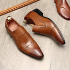Men's Cap - toe Brogue Loafers: Stylish Pointed Toe Wedding Dress Shoesyes