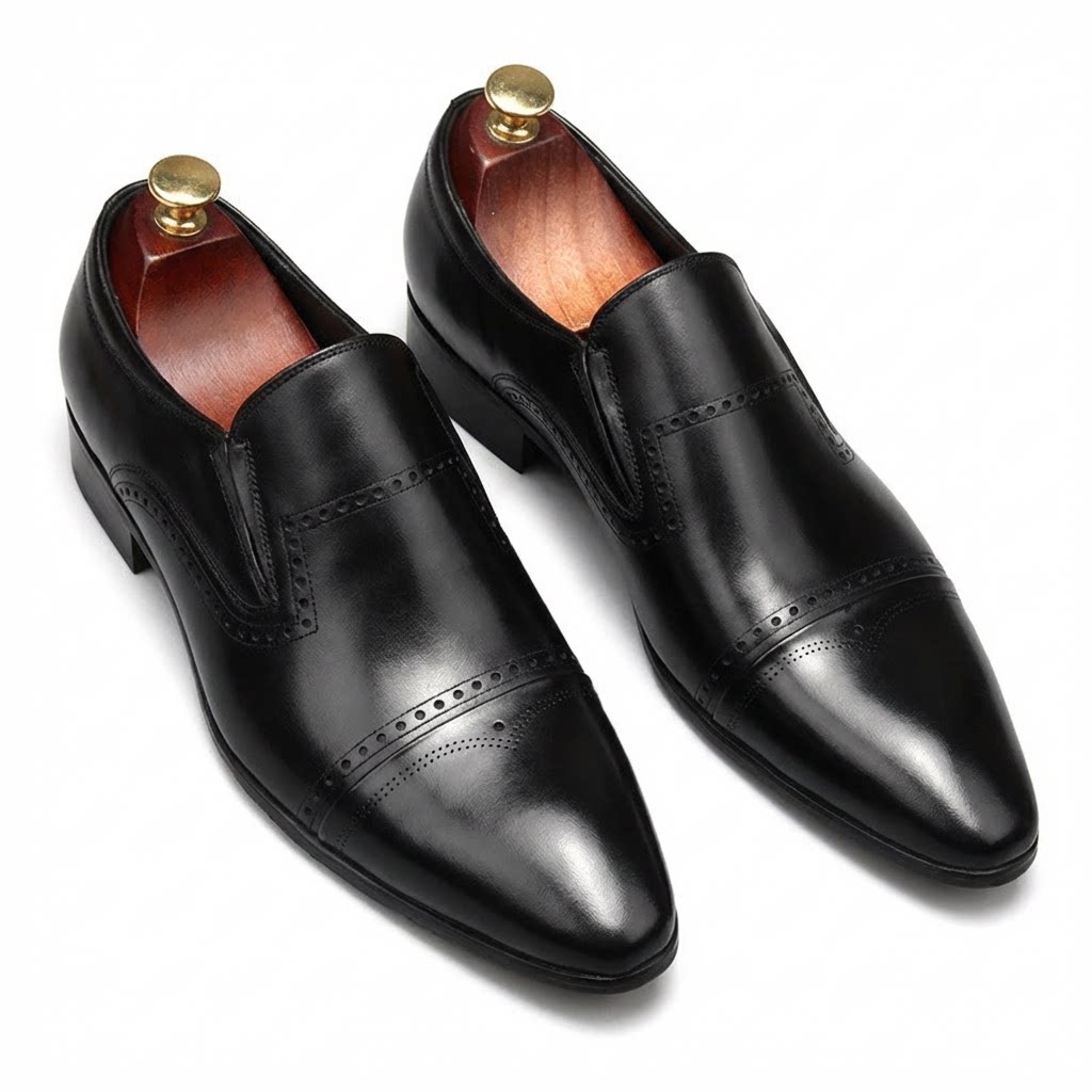 Men's Cap - toe Brogue Loafers: Stylish Pointed Toe Wedding Dress Shoesyes