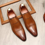 Men's Cap - toe Brogue Loafers: Stylish Pointed Toe Wedding Dress Shoesyes
