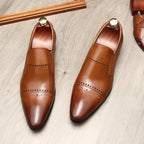 Men's Cap - toe Brogue Loafers: Stylish Pointed Toe Wedding Dress Shoesyes