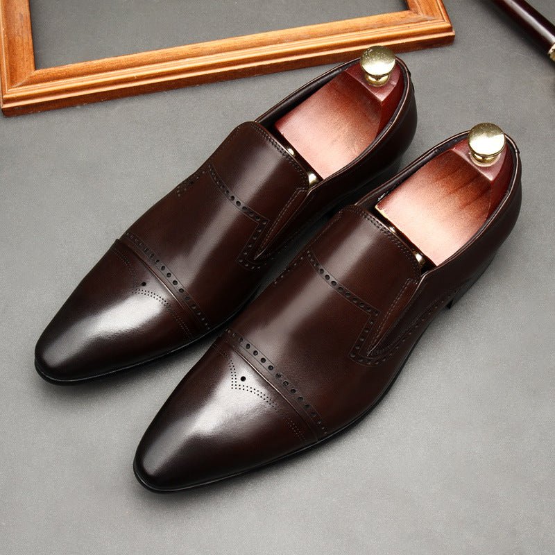 Men's Cap - toe Brogue Loafers: Stylish Pointed Toe Wedding Dress Shoesyes