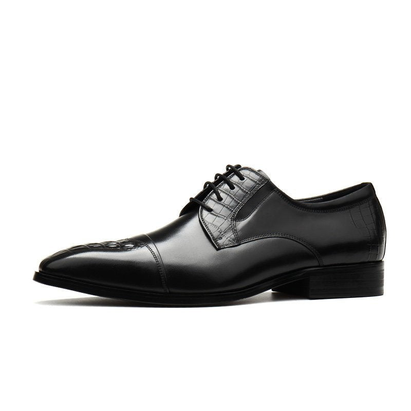 Men's Cap Toe Croc Derby: Stylish Wedding & Groomsmen Dress Shoesyes