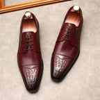 Men's Cap Toe Croc Derby: Stylish Wedding & Groomsmen Dress Shoesyes