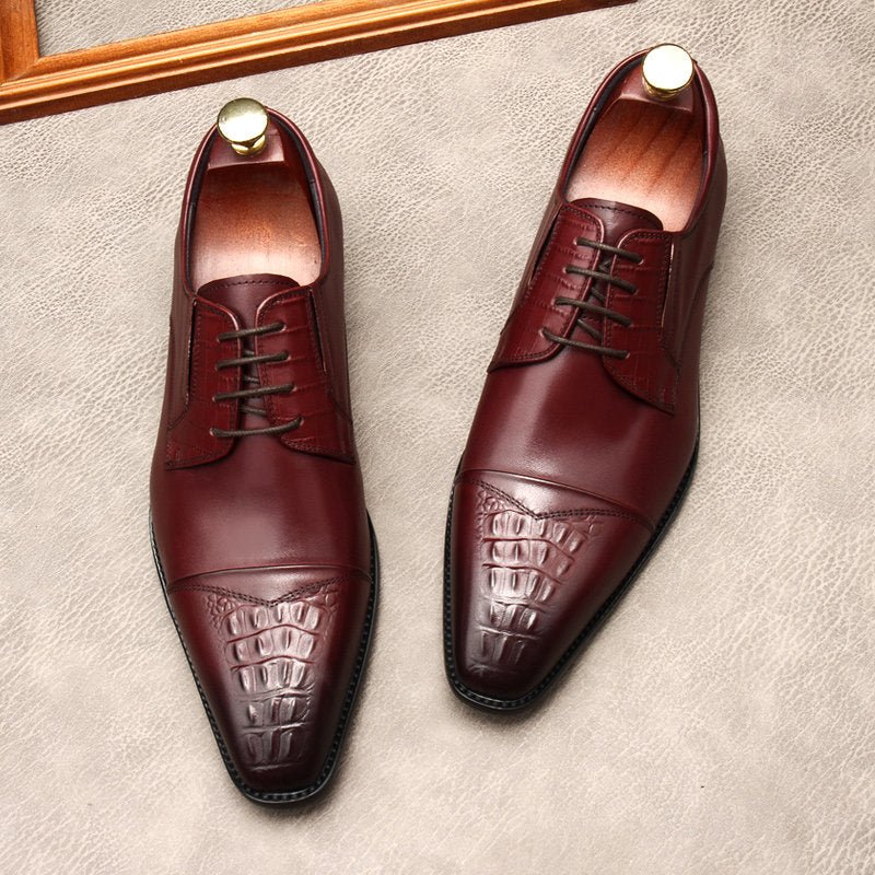 Men's Cap Toe Croc Derby: Stylish Wedding & Groomsmen Dress Shoesyes