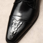 Men's Cap Toe Croc Derby: Stylish Wedding & Groomsmen Dress Shoesyes