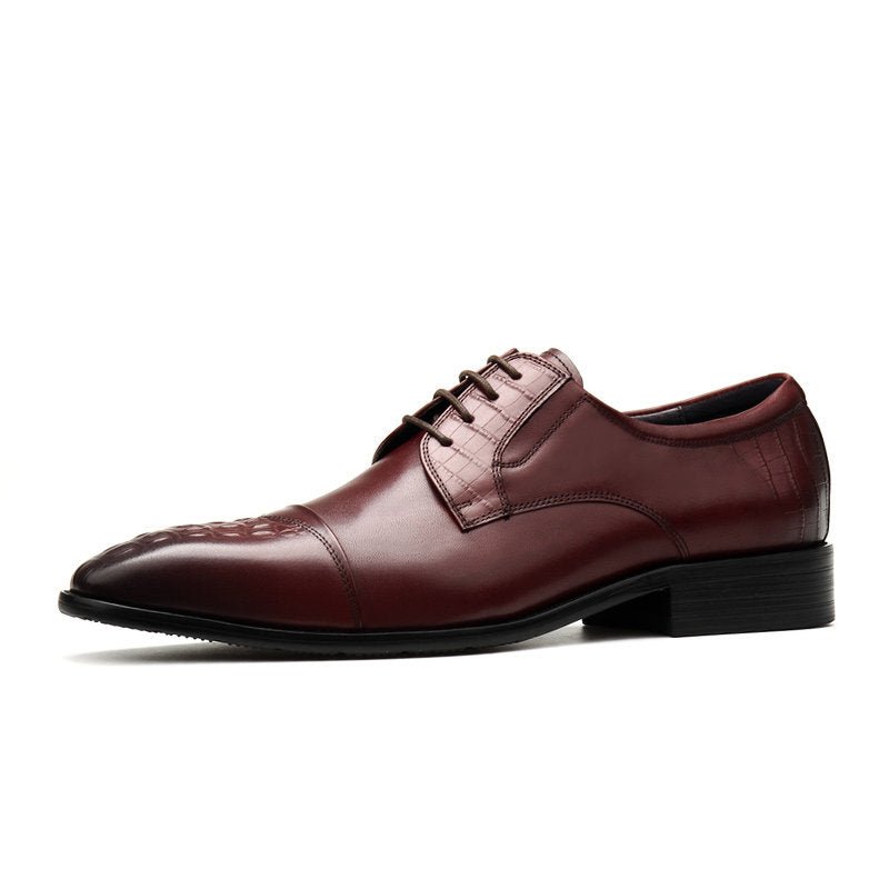 Men's Cap Toe Croc Derby: Stylish Wedding & Groomsmen Dress Shoesyes