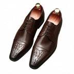 Men's Cap Toe Croc Derby: Stylish Wedding & Groomsmen Dress Shoesyes