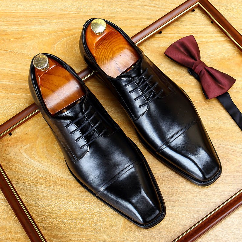Men's Cap Toe Derby Dress Shoes: Fashion Red Sole Formal