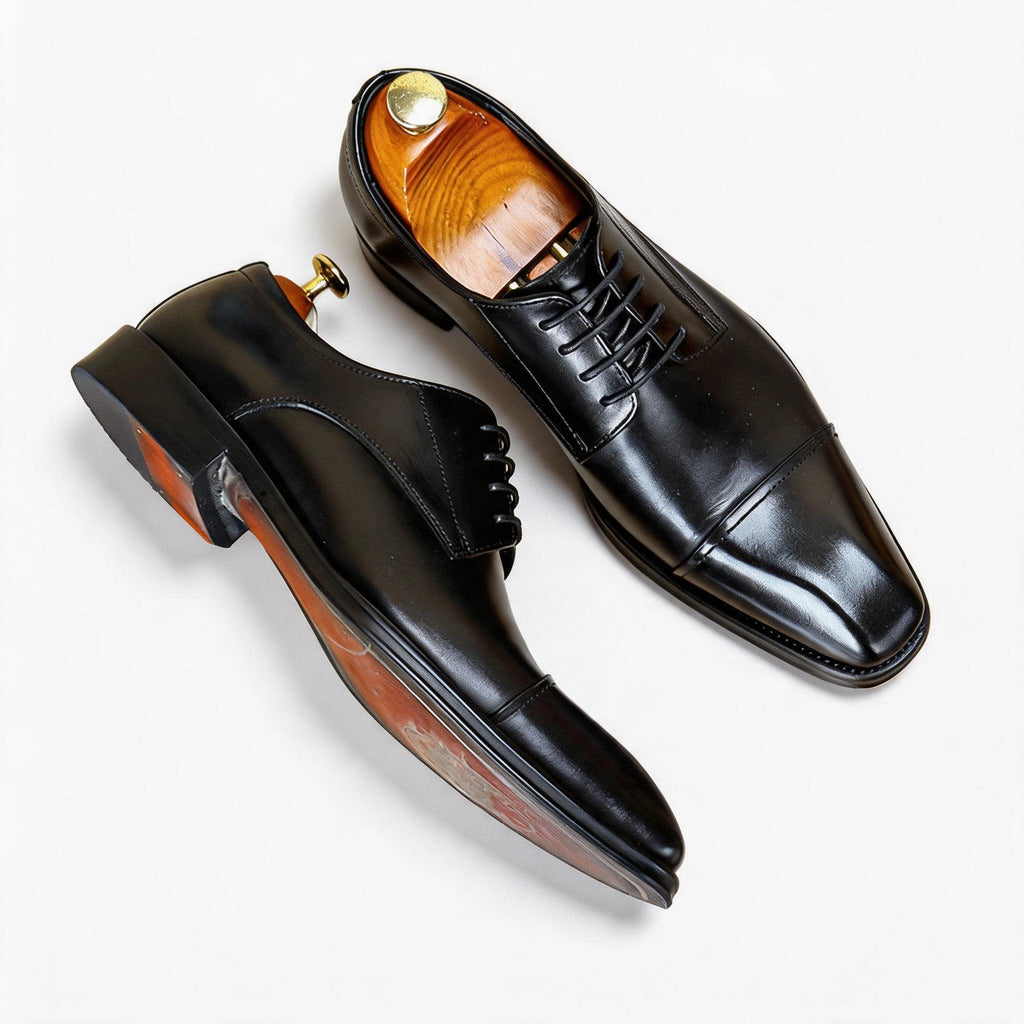 Men's Cap Toe Derby Dress Shoes: Fashion Red Sole Formal