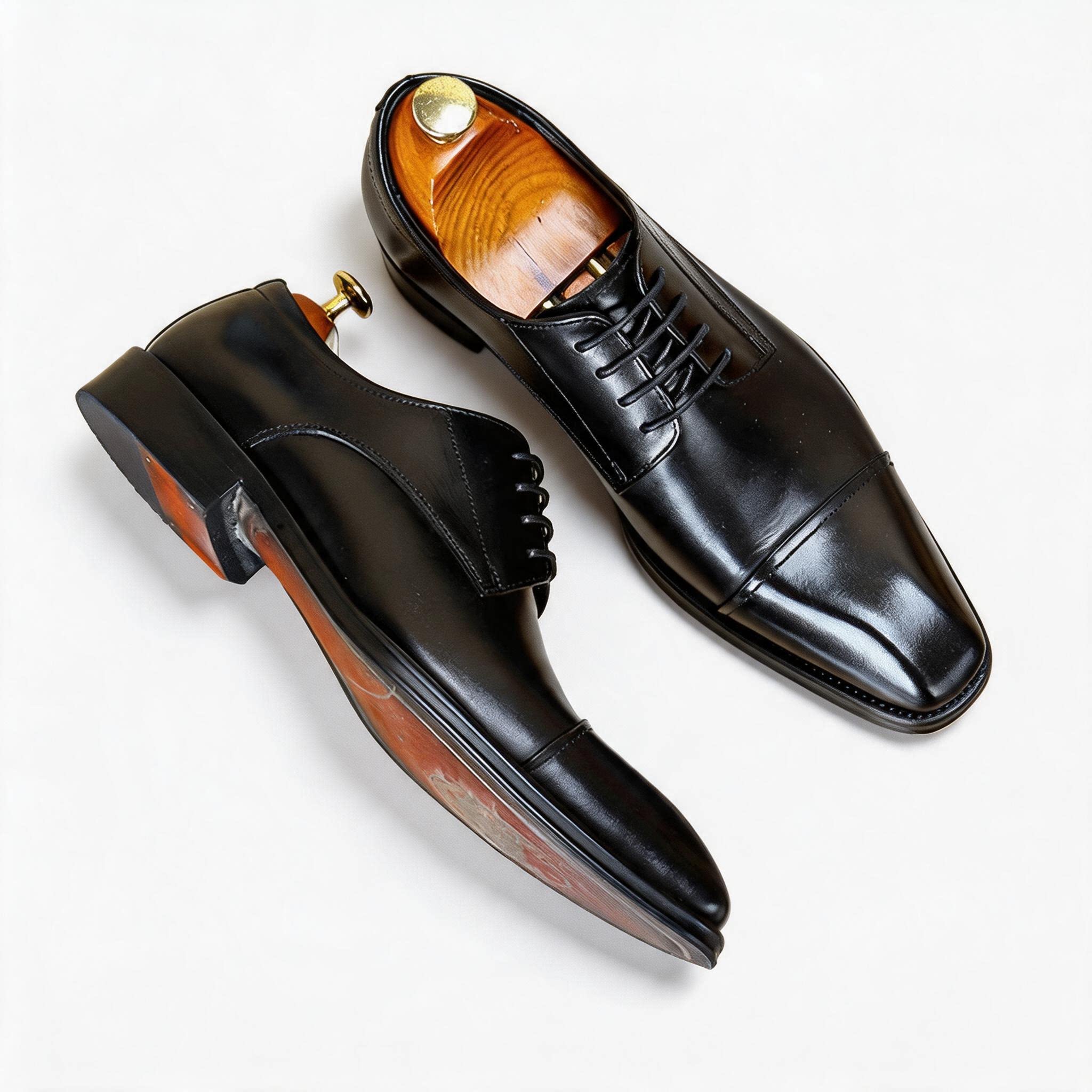 Men's Cap Toe Derby Dress Shoes: Fashion Red Sole Formal