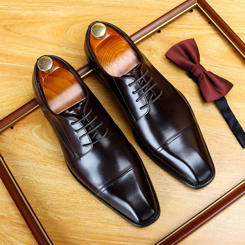 Men's Cap Toe Derby Dress Shoes: Fashion Red Sole Formal