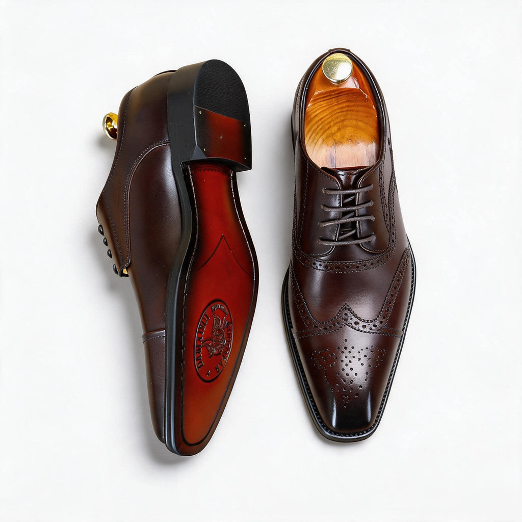 Men's Cap Toe Derby Dress Shoes: Fashion Red Sole Formal