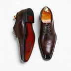 Men's Cap Toe Derby Dress Shoes: Fashion Red Sole Formal