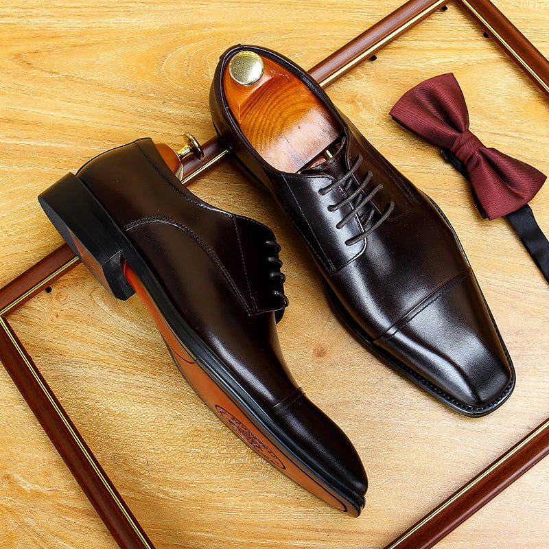 Men's Cap Toe Derby Dress Shoes: Fashion Red Sole Formal