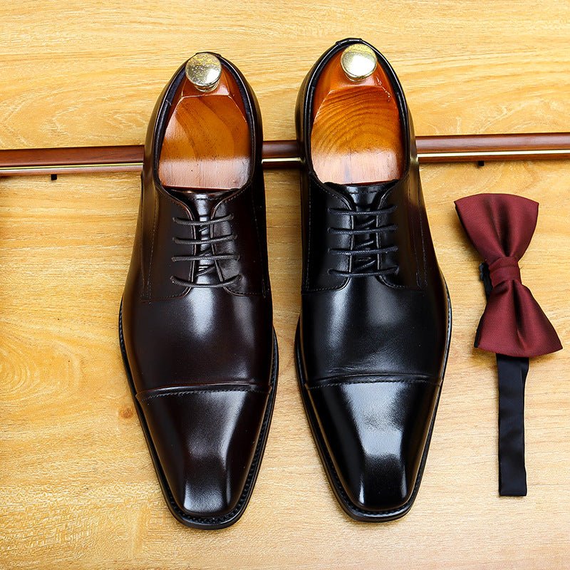 Men's Cap Toe Derby Dress Shoes: Fashion Red Sole Formal