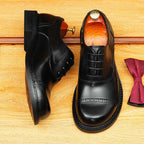 Men's Cap Toe Leather Oxford Dress Shoes | Black & Brownyes