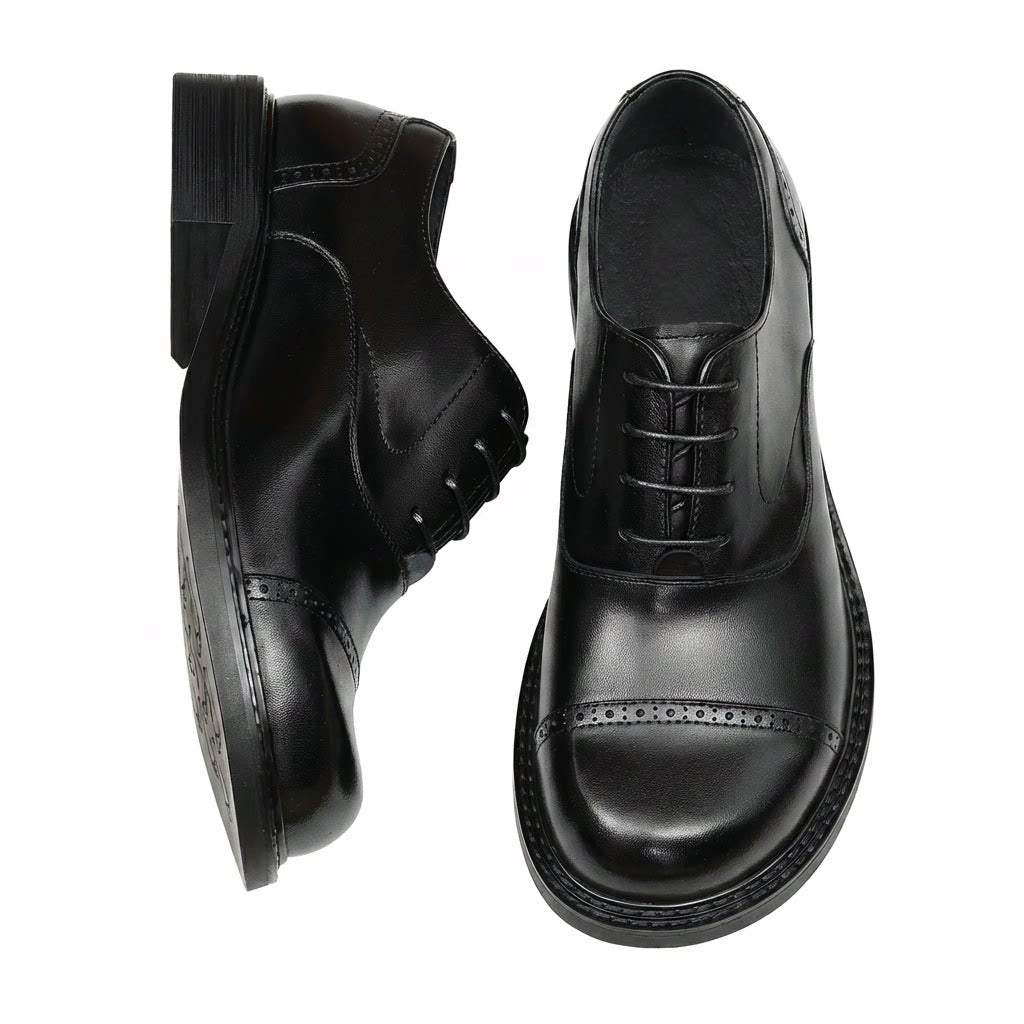 Men's Cap Toe Leather Oxford Dress Shoes | Black & Brownyes