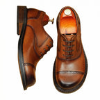 Men's Cap Toe Leather Oxford Dress Shoes | Black & Brownyes