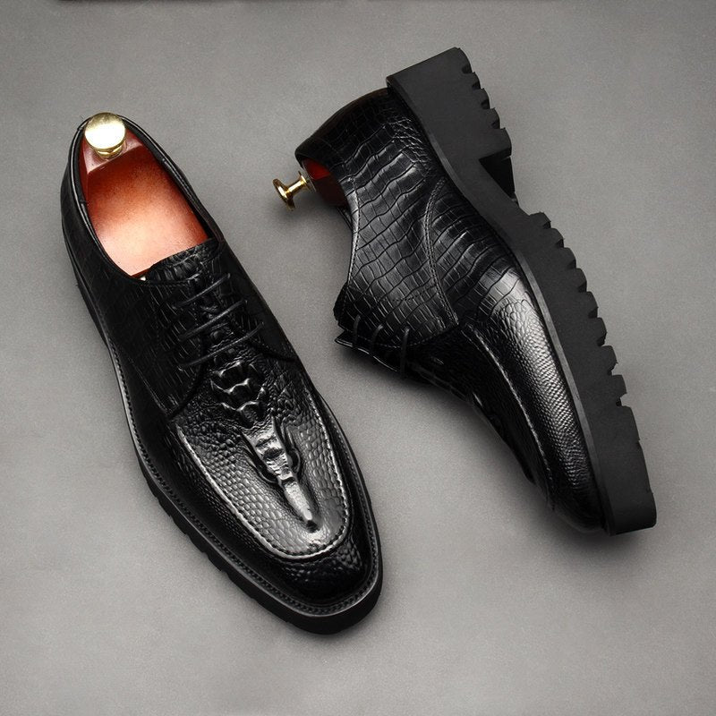 Men's Chunky Croc Derby Shoes: Stylish Wedding Formal Dress Shoesyes
